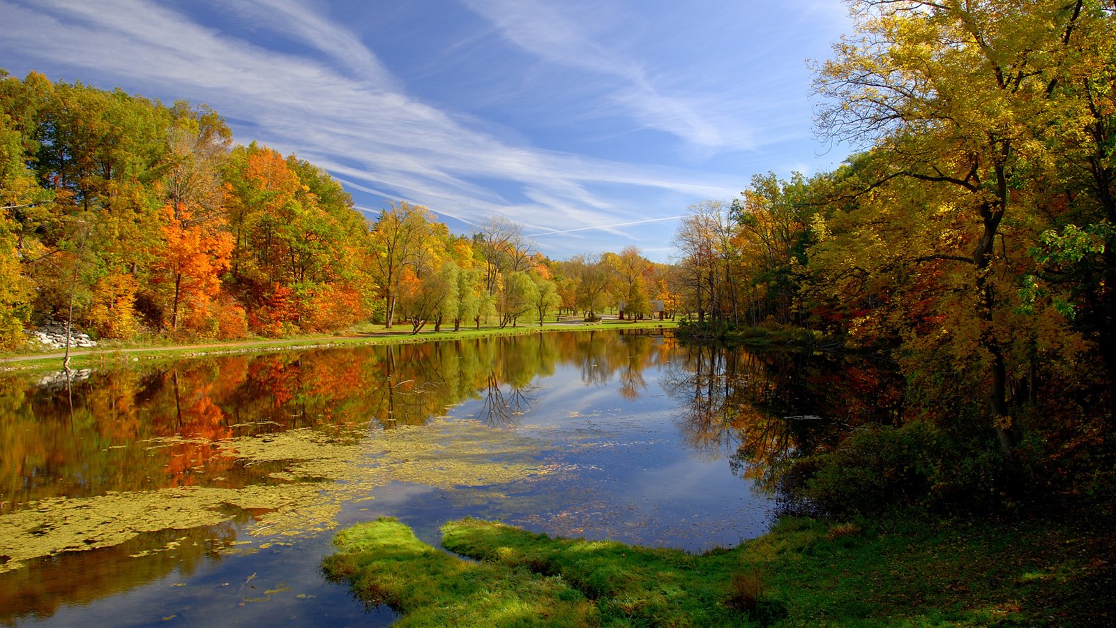 Обои природа, парк, осень, пруд, nature, park, autumn, pond разрешение 1920x1200 Загрузить