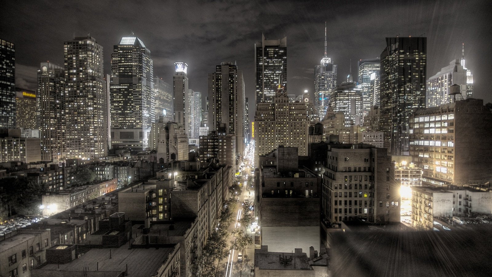 Обои архитектура, ночь, здания, огни, новый, города, йорк, вид сверху, город, небоскребы, мегаполис, нью-йорк, architecture, night, building, lights, new, city, york, the view from the top, the city, skyscrapers, megapolis, new york разрешение 1920x1080 Загрузить