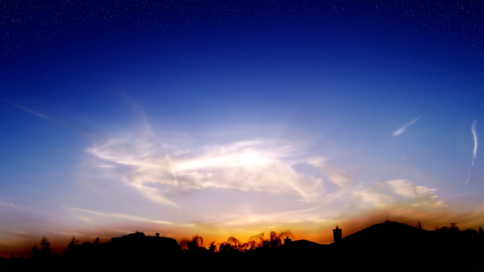 Обои облака, вечер, пейзаж, закат солнца, сумерки, clouds, the evening, landscape, sunset, twilight разрешение 1920x1080 Загрузить