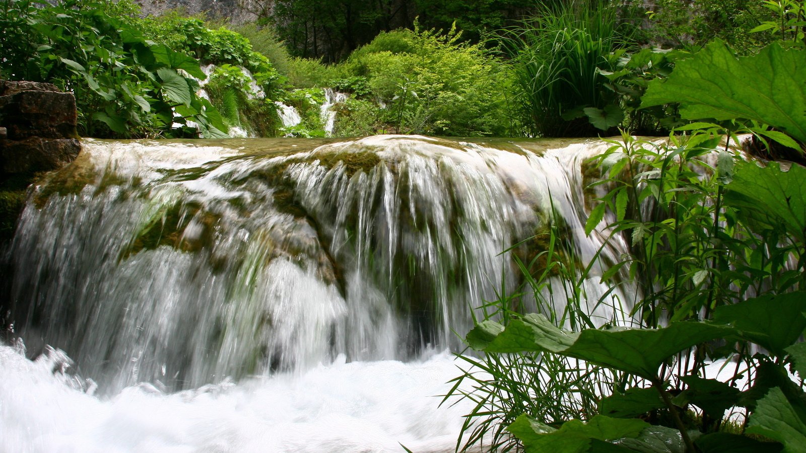 Обои вода, природа, зелень, пейзаж, лето, водопад, небольшой водопад, water, nature, greens, landscape, summer, waterfall, a small waterfall разрешение 1920x1280 Загрузить