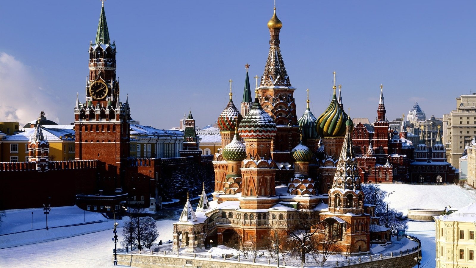 Обои снег, зима, москва, кремль, красная площадь, snow, winter, moscow, the kremlin, red square разрешение 1920x1080 Загрузить