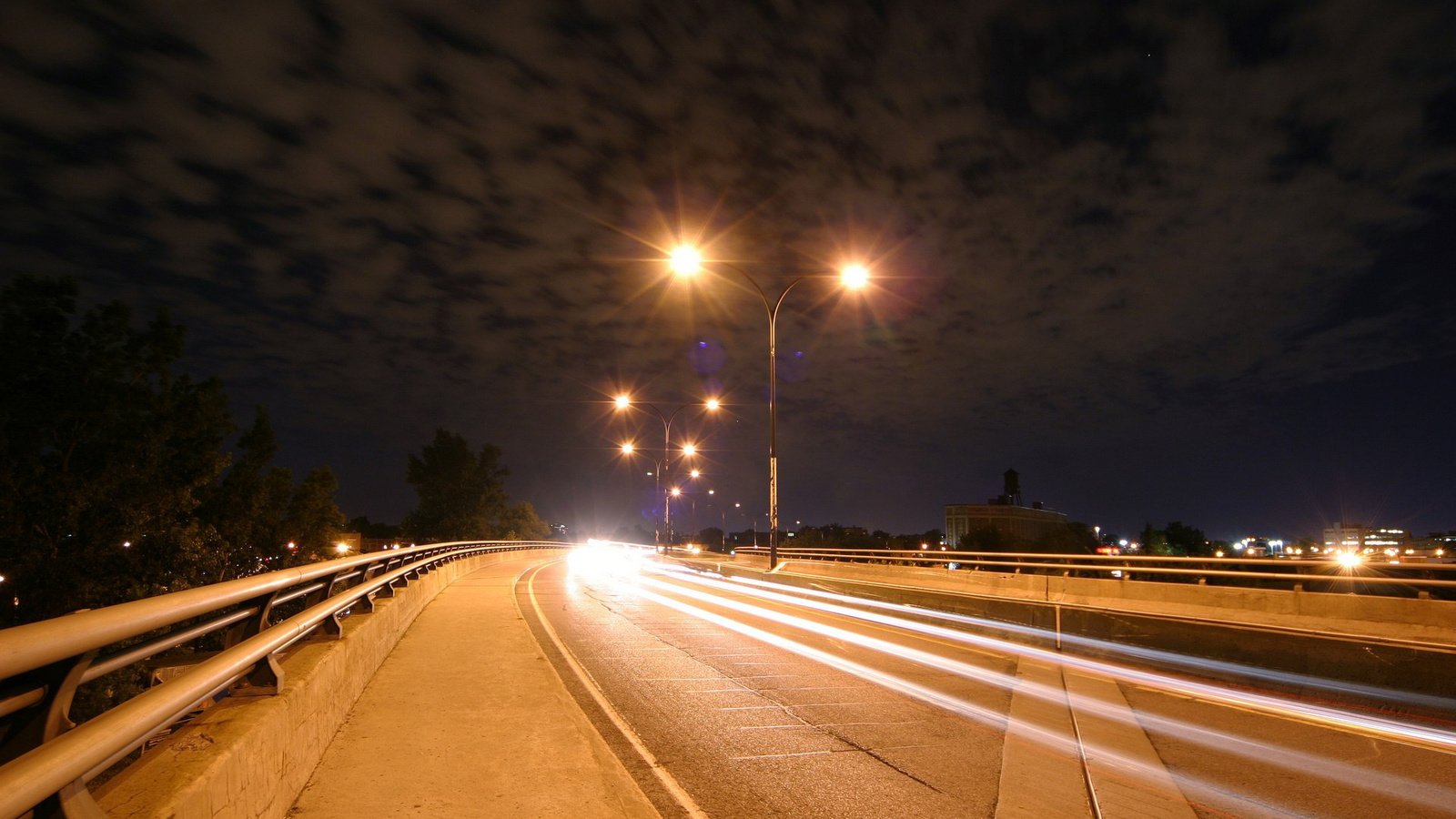 Обои дорога, фонари, вечер, road, lights, the evening разрешение 1920x1200 Загрузить