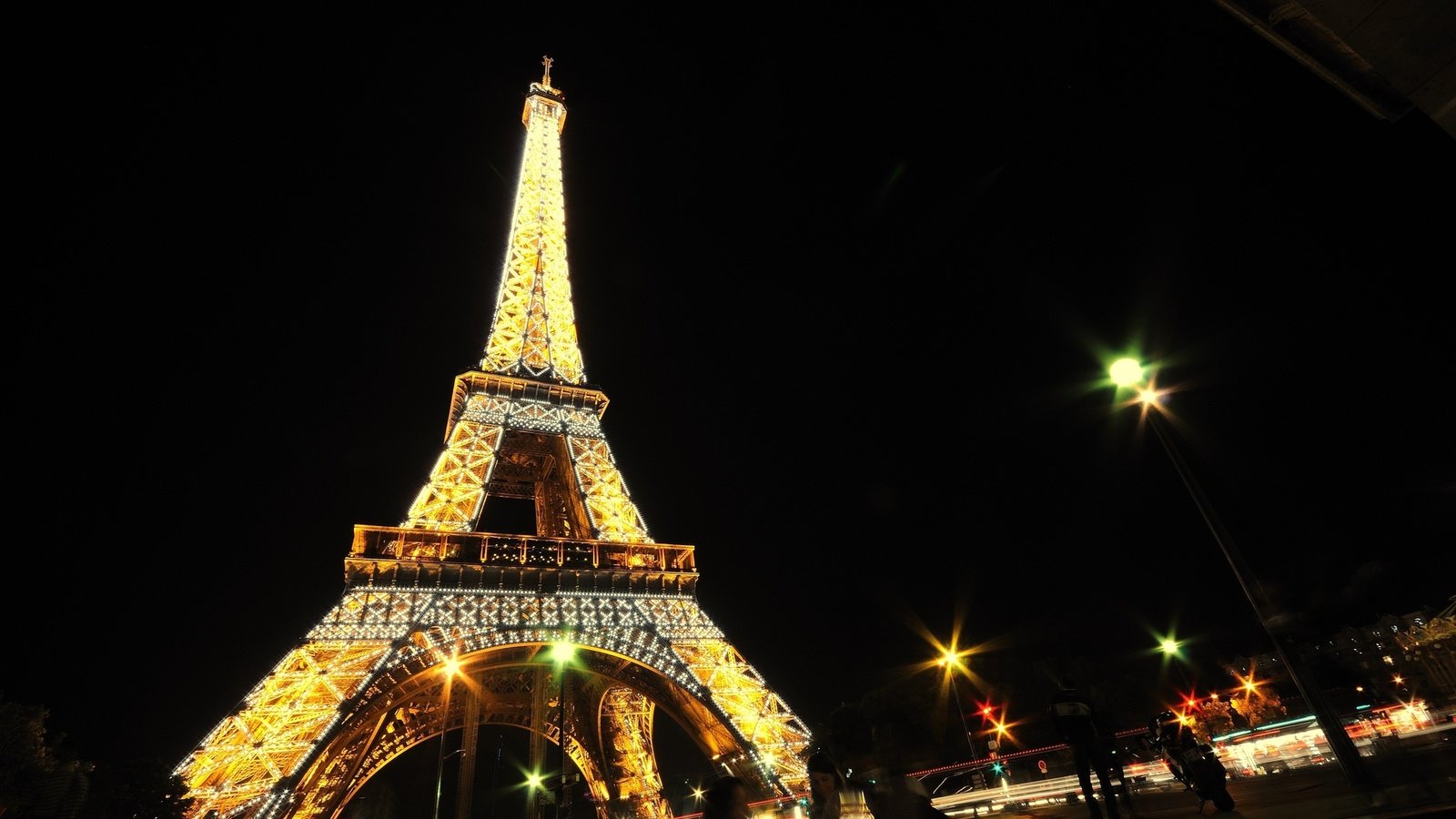 Обои ночь, париж, эйфелева башня, night, paris, eiffel tower разрешение 1920x1080 Загрузить