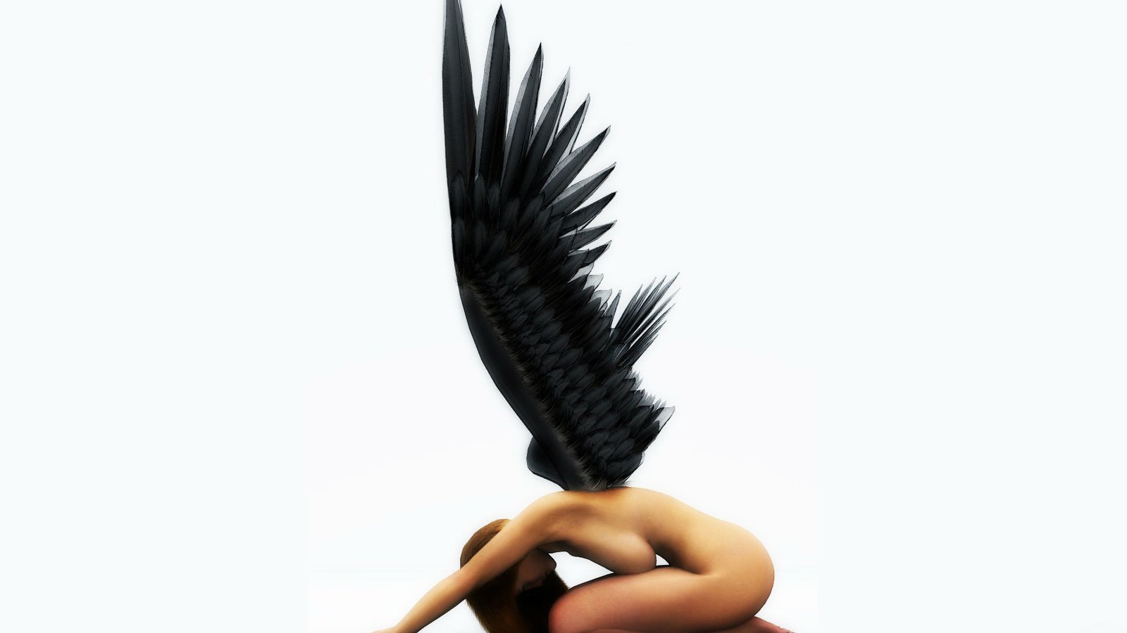 Обои крылья, графика, рендеринг, ангел, падший, чёрные, 3д, wings, graphics, rendering, angel, fallen, black, 3d разрешение 1920x1080 Загрузить