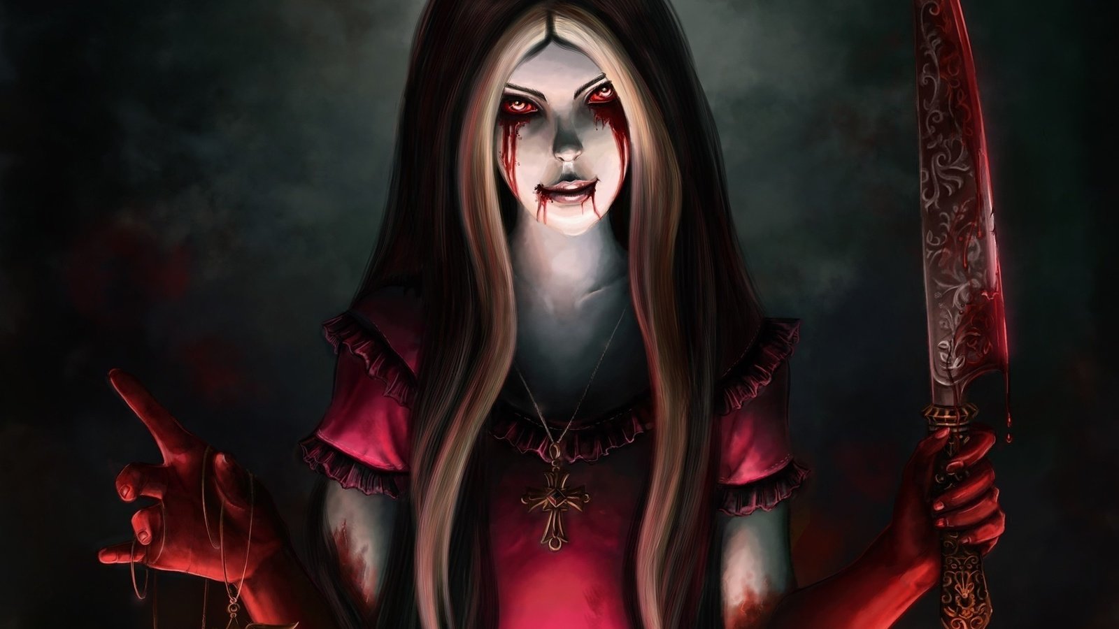 Обои кровь, алиса, нож, alice madness returns, blood, alice, knife разрешение 1920x1200 Загрузить