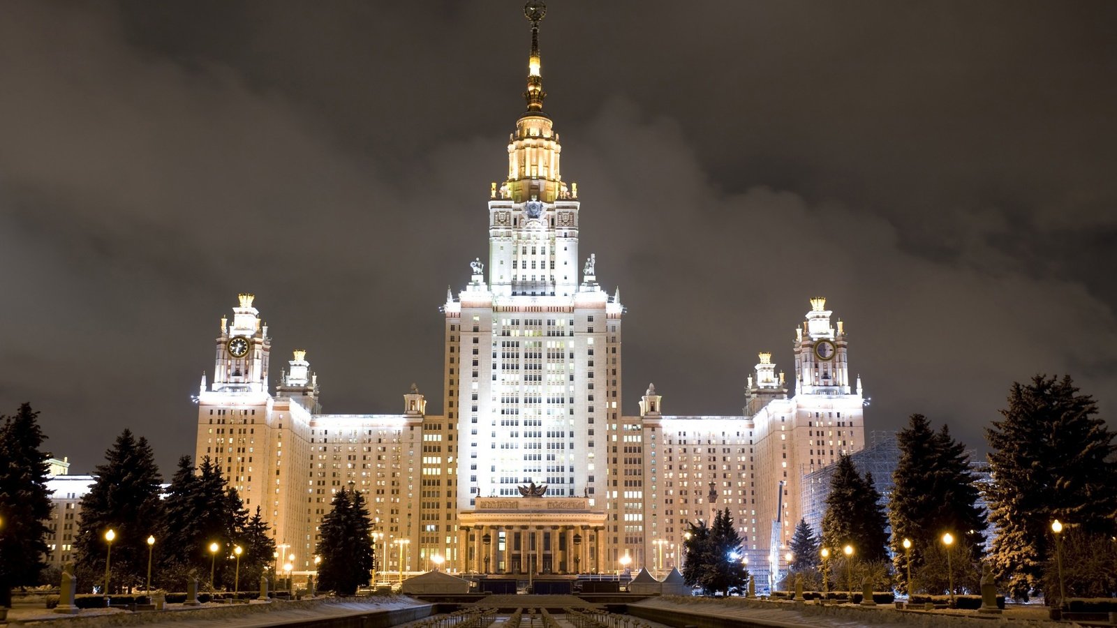 Обои зима, москва, россия, здание, университет, мгу, winter, moscow, russia, the building, university, msu разрешение 1920x1200 Загрузить