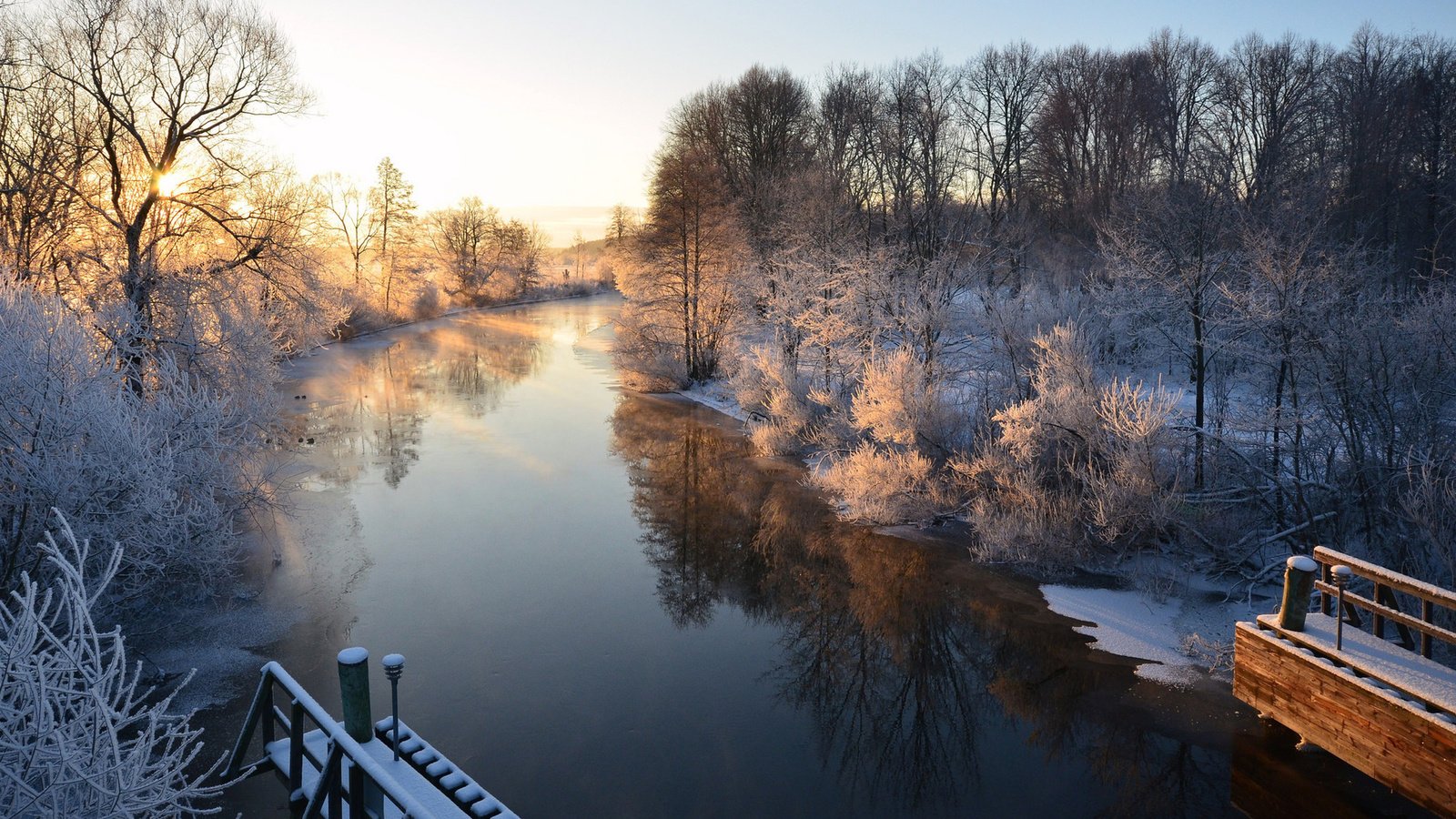 Обои река, зима, утро, швеция, river, winter, morning, sweden разрешение 1920x1200 Загрузить