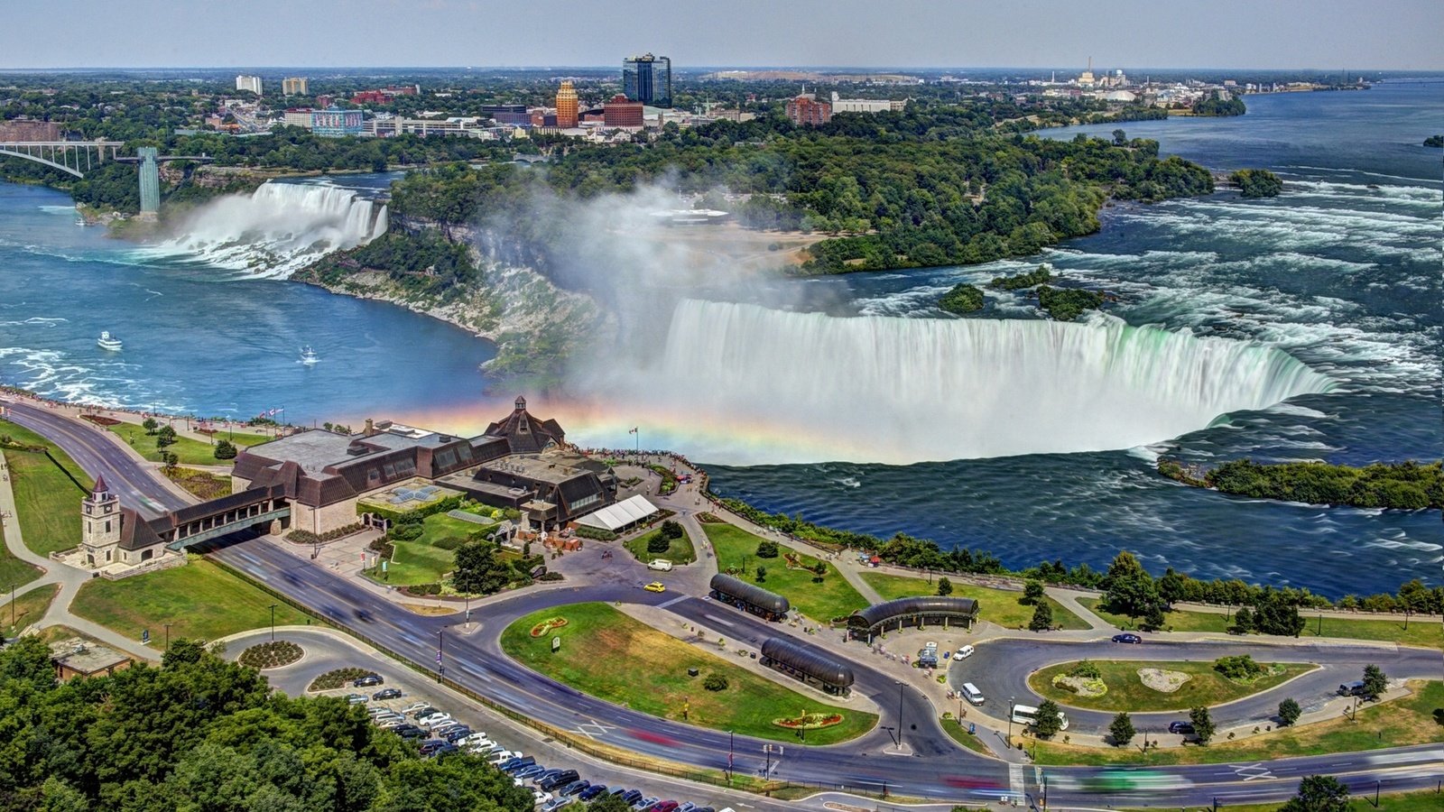 Обои панорама, радуга, канада, онтарио, ниагарский водопад, водопад., panorama, rainbow, canada, ontario, niagara falls, waterfall. разрешение 1920x1200 Загрузить