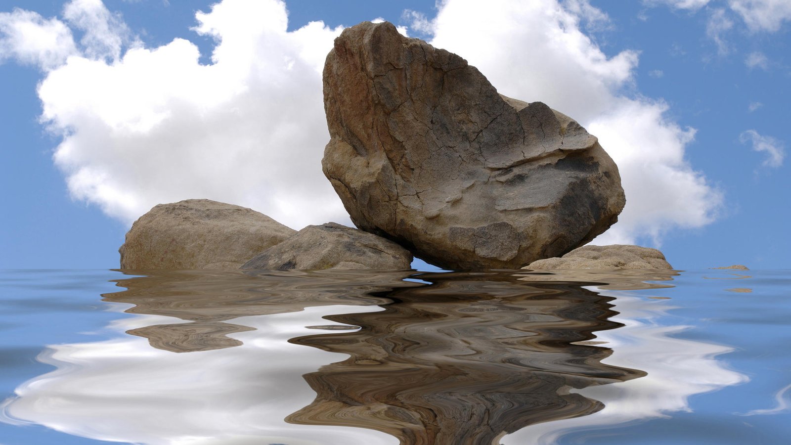 Обои вода, отражение, скала, камень, рябь, water, reflection, rock, stone, ruffle разрешение 2000x1333 Загрузить