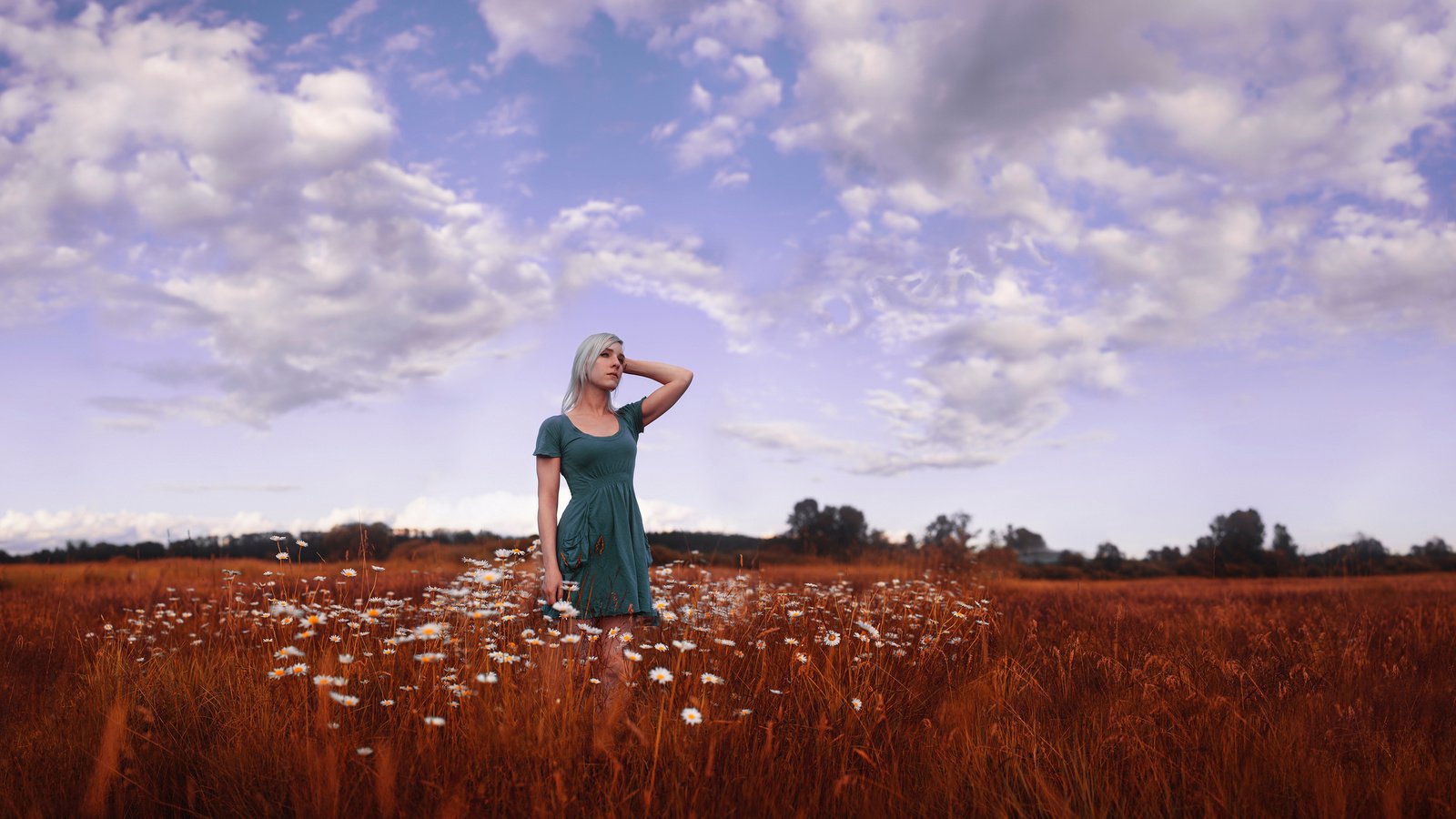 Обои цветы, девушка, блондинка, поле, flowers, girl, blonde, field разрешение 2048x1249 Загрузить