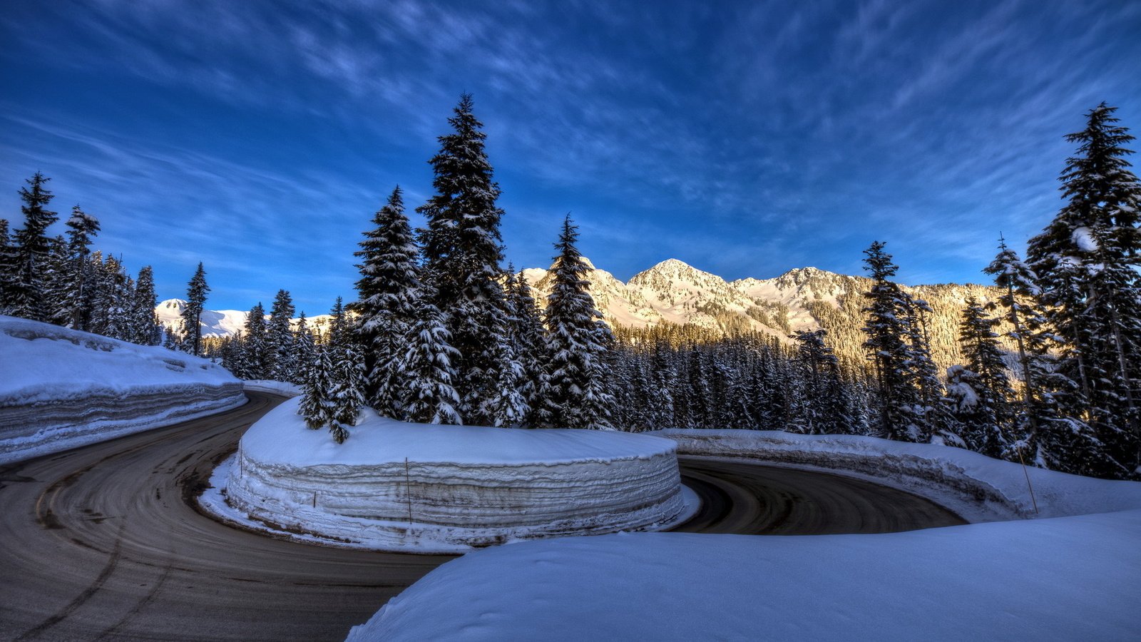 Обои дорога, горы, зима, пейзаж, road, mountains, winter, landscape разрешение 1920x1200 Загрузить