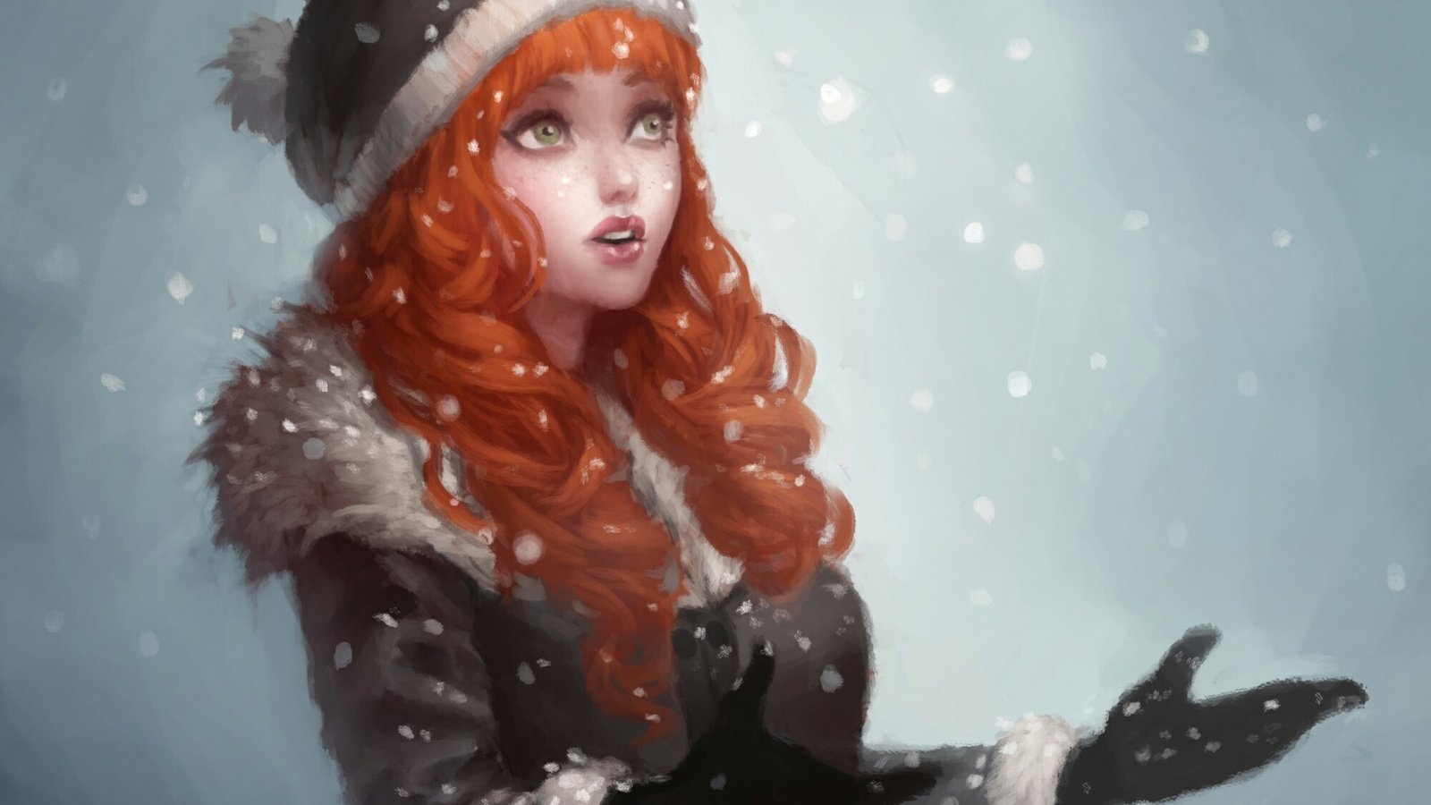 Обои арт, рисунок, снег, девушка, снежинки, рыжеволосая, art, figure, snow, girl, snowflakes, redhead разрешение 2000x1332 Загрузить