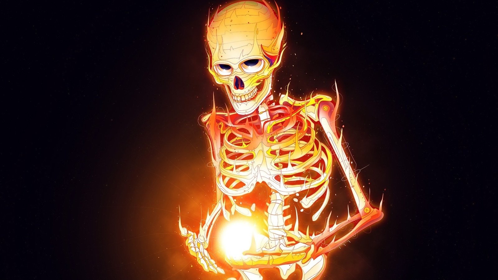 Обои пламя, огонь, череп, скелет, m., flame, fire, skull, skeleton разрешен...