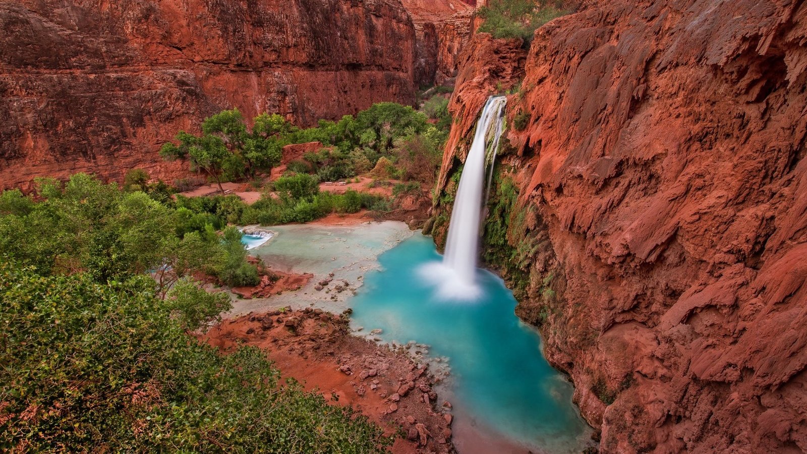 Обои скалы, природа, водопад, сша, аризона, водопад хавасу, большой каньон, rocks, nature, waterfall, usa, az, havasu falls, the grand canyon разрешение 1920x1200 Загрузить