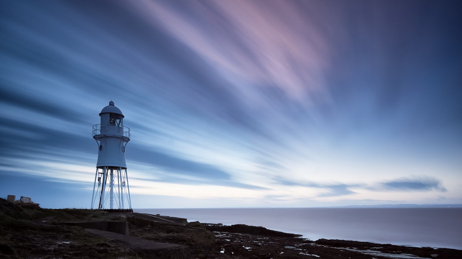 Обои небо, облака, природа, камни, берег, море, маяк, нор-пойнт, the sky, clouds, nature, stones, shore, sea, lighthouse, nor point разрешение 1920x1200 Загрузить