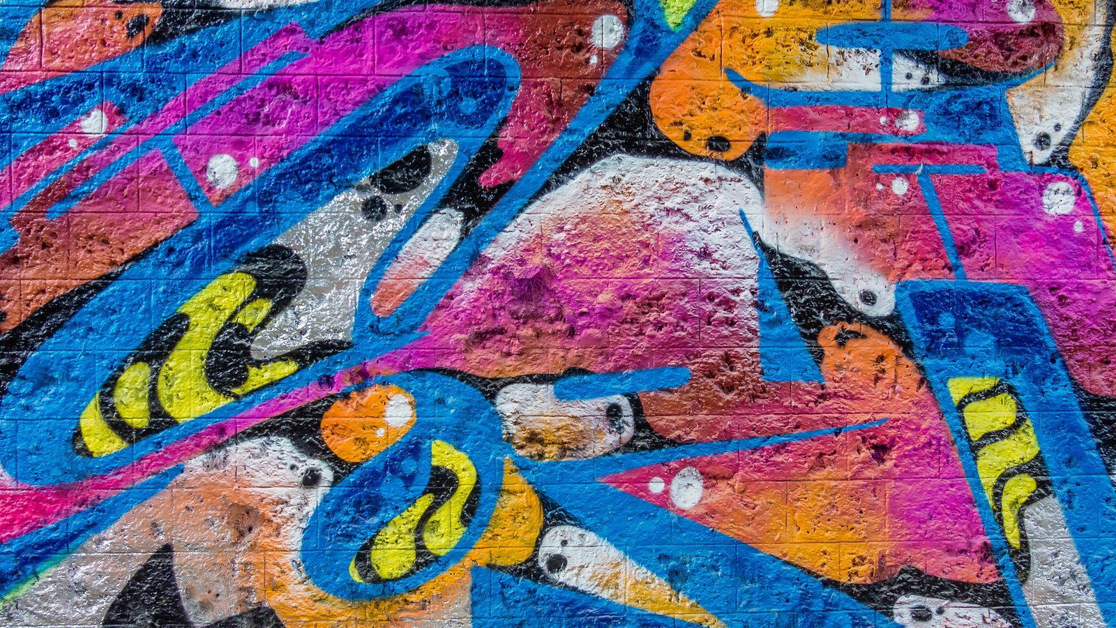 Обои текстура, цвета, стена, граффити, искусство, стрит-арт, texture, color, wall, graffiti, art, street art разрешение 2048x1368 Загрузить