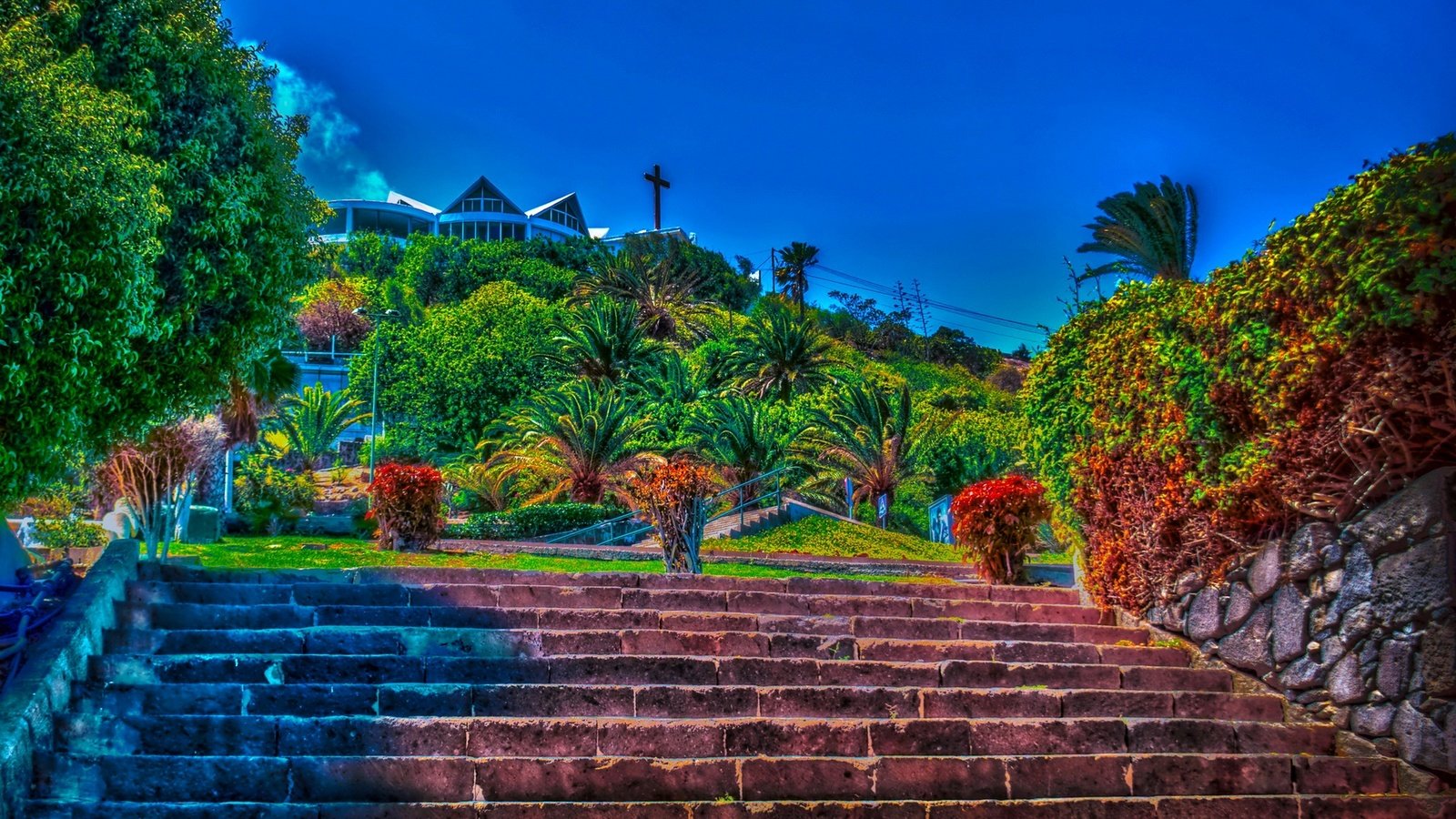 Обои лестница, парк, обработка, испания, las palmas de gran canaria, ladder, park, treatment, spain разрешение 1920x1280 Загрузить