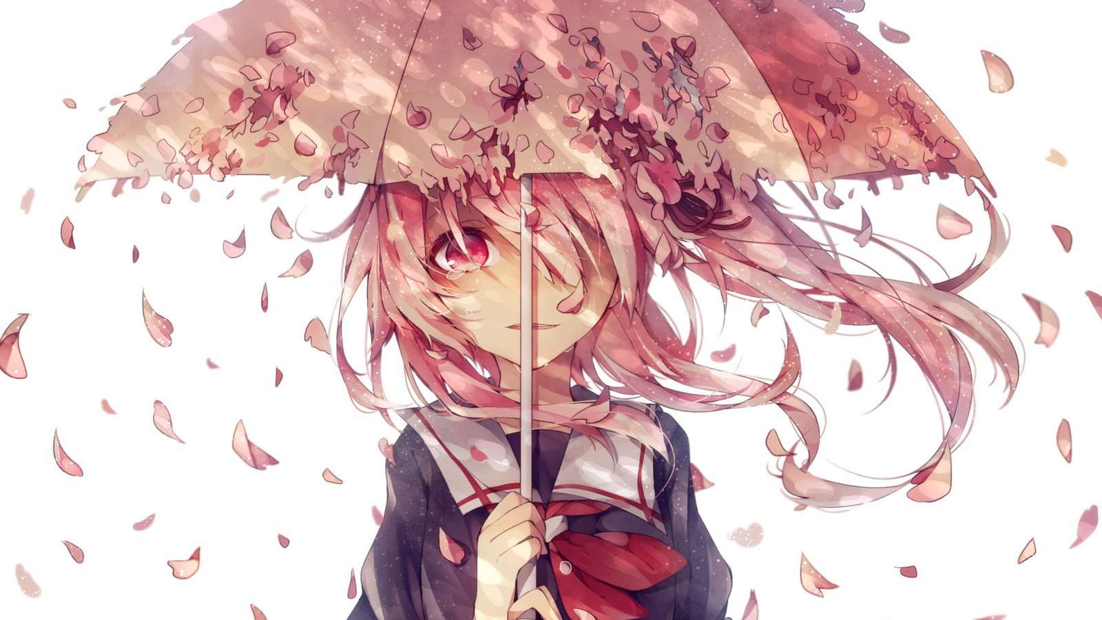 Обои арт, девушка, лепестки, зонт, слезы, kantai collection, art, girl, petals, umbrella, tears разрешение 3840x2400 Загрузить