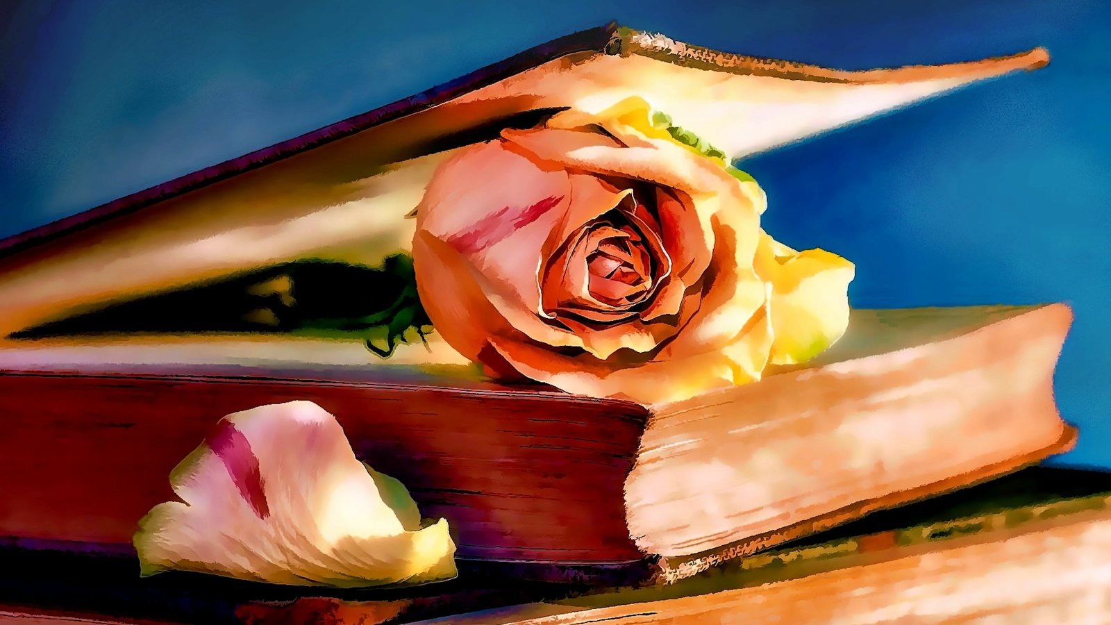 Обои арт, рисунок, цветок, роза, книга, art, figure, flower, rose, book разрешение 2300x1321 Загрузить