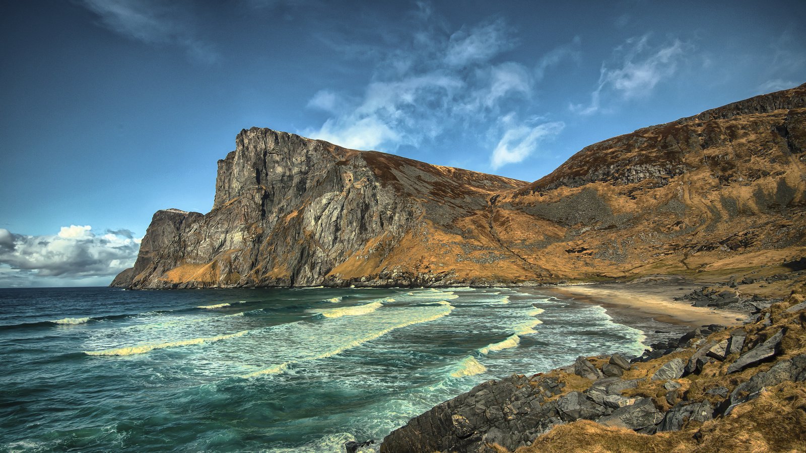 Обои небо, скалы, камни, берег, волны, пейзаж, море, the sky, rocks, stones, shore, wave, landscape, sea разрешение 2048x1335 Загрузить