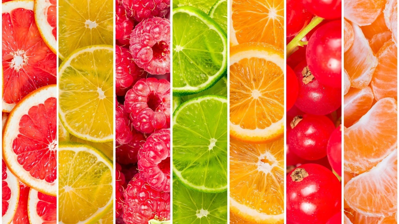 Обои малина, смородина, фрукты, цитрусы, лимон, грейпфрут, ягоды, апельсин, лайм, дольки, мандарин, raspberry, currants, fruit, citrus, lemon, grapefruit, berries, orange, lime, slices, mandarin разрешение 1983x1192 Загрузить