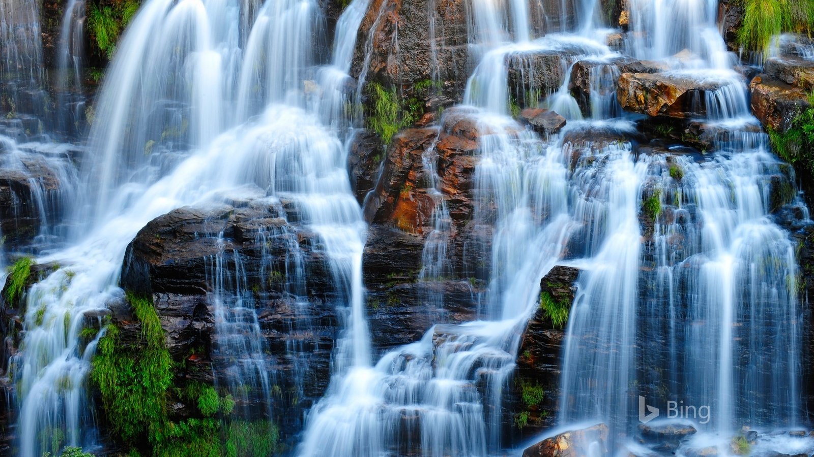 Обои скалы, природа, водопад, bing, rocks, nature, waterfall разрешение 1920x1200 Загрузить