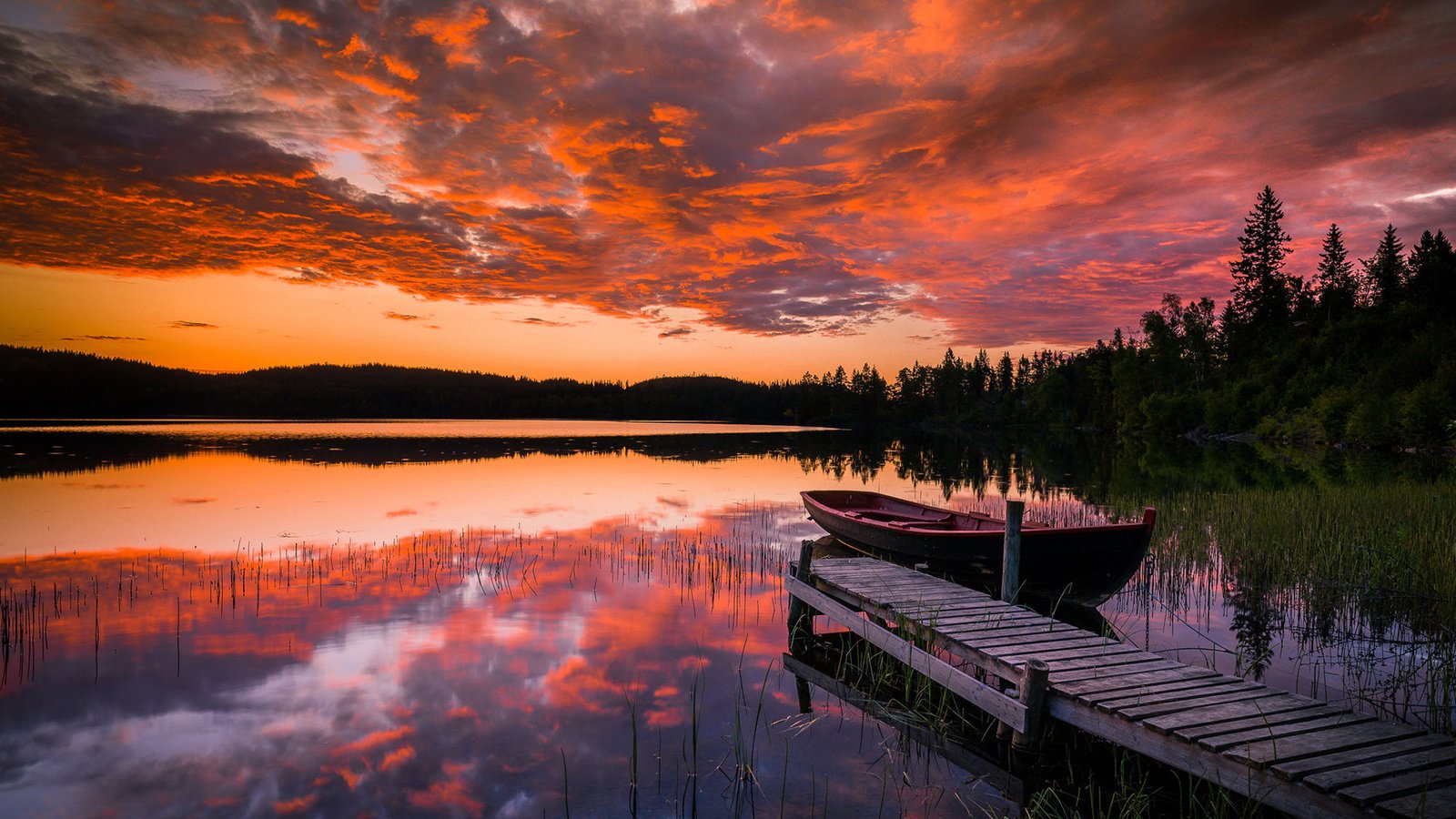 Обои озеро, природа, закат, пейзаж, лодка, lake, nature, sunset, landscape, boat разрешение 1920x1200 Загрузить