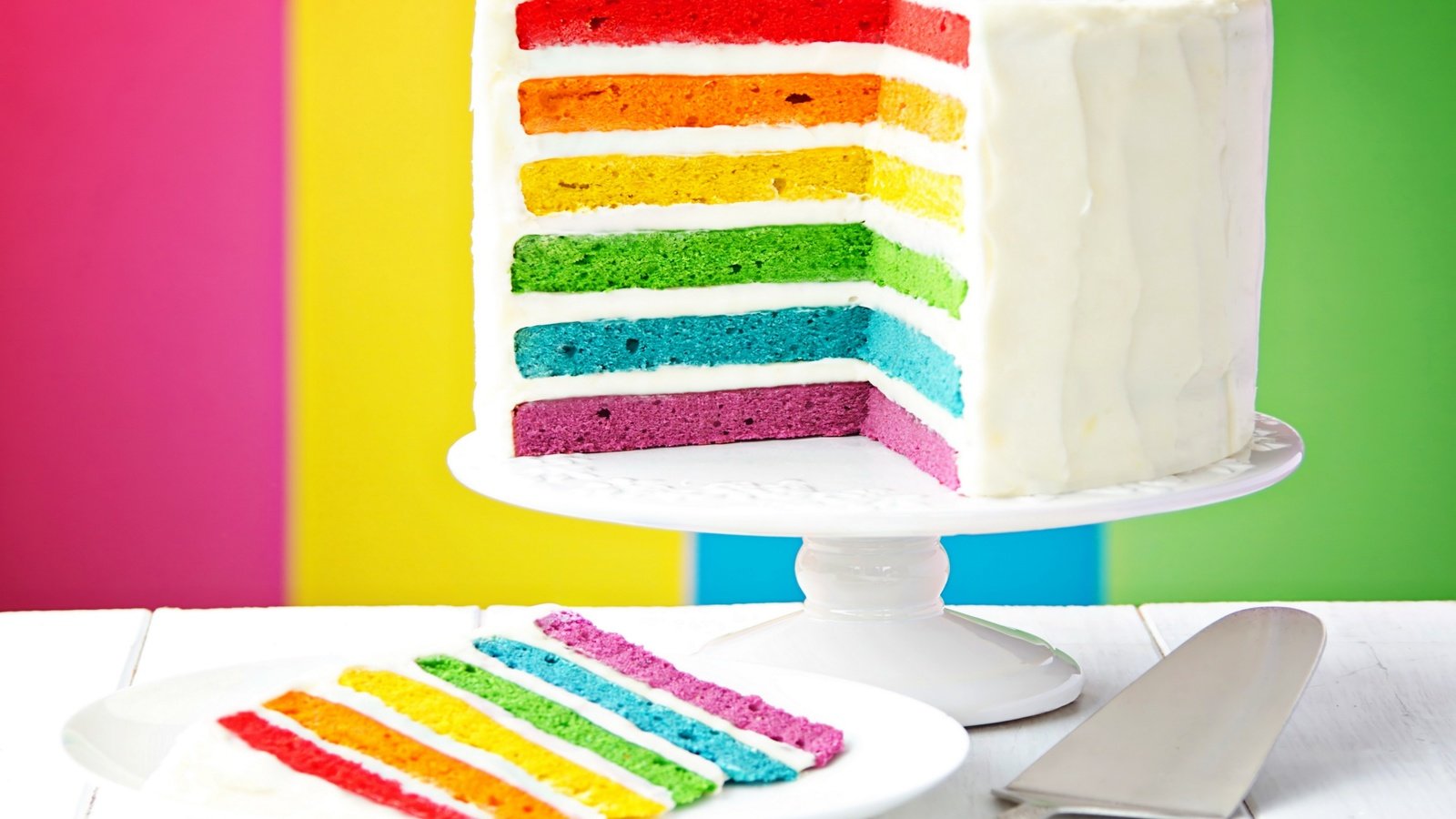 Обои фон, цвет, радуга, сладкое, торт, десерт, слои, крем, background, color, rainbow, sweet, cake, dessert, layers, cream разрешение 2880x1800 Загрузить