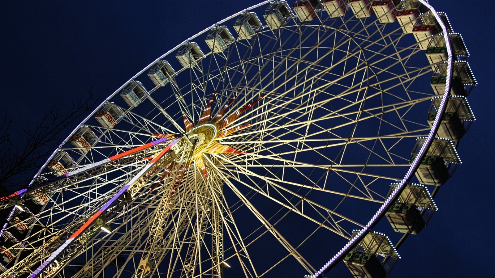 Обои ночь, колесо обозрения, аттракцион, night, ferris wheel, attraction разрешение 5184x3456 Загрузить