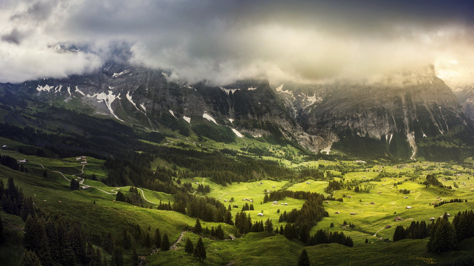 Обои трава, горы, пейзаж, швейцария, луг, grass, mountains, landscape, switzerland, meadow разрешение 3216x2001 Загрузить