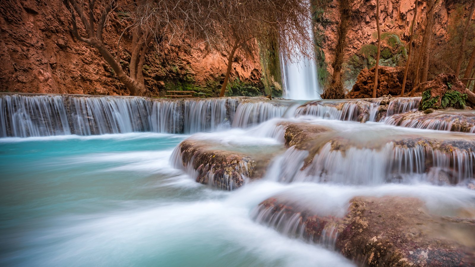 Обои река, скалы, природа, водопад, каньон, каскад, водопад хавасу, michael wilson, river, rocks, nature, waterfall, canyon, cascade, havasu falls разрешение 3840x2400 Загрузить