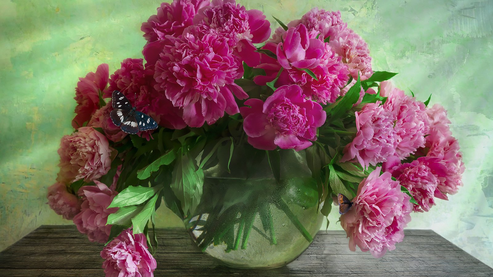 Обои цветы, бабочка, ваза, аквариум, столик, пионы, flowers, butterfly, vase, aquarium, table, peonies разрешение 1920x1281 Загрузить