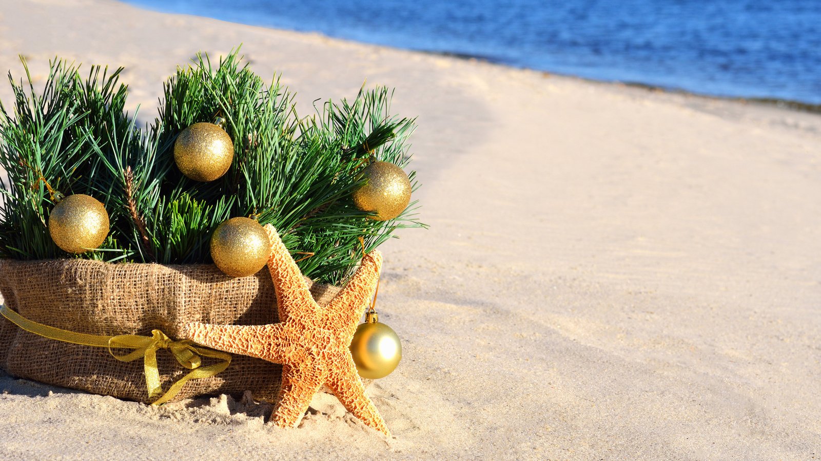 Обои морская звезда, новый год, мешковина, елка, шары, песок, пляж, корзина, рождество, елочные украшения, starfish, new year, burlap, tree, balls, sand, beach, basket, christmas, christmas decorations разрешение 3840x2400 Загрузить