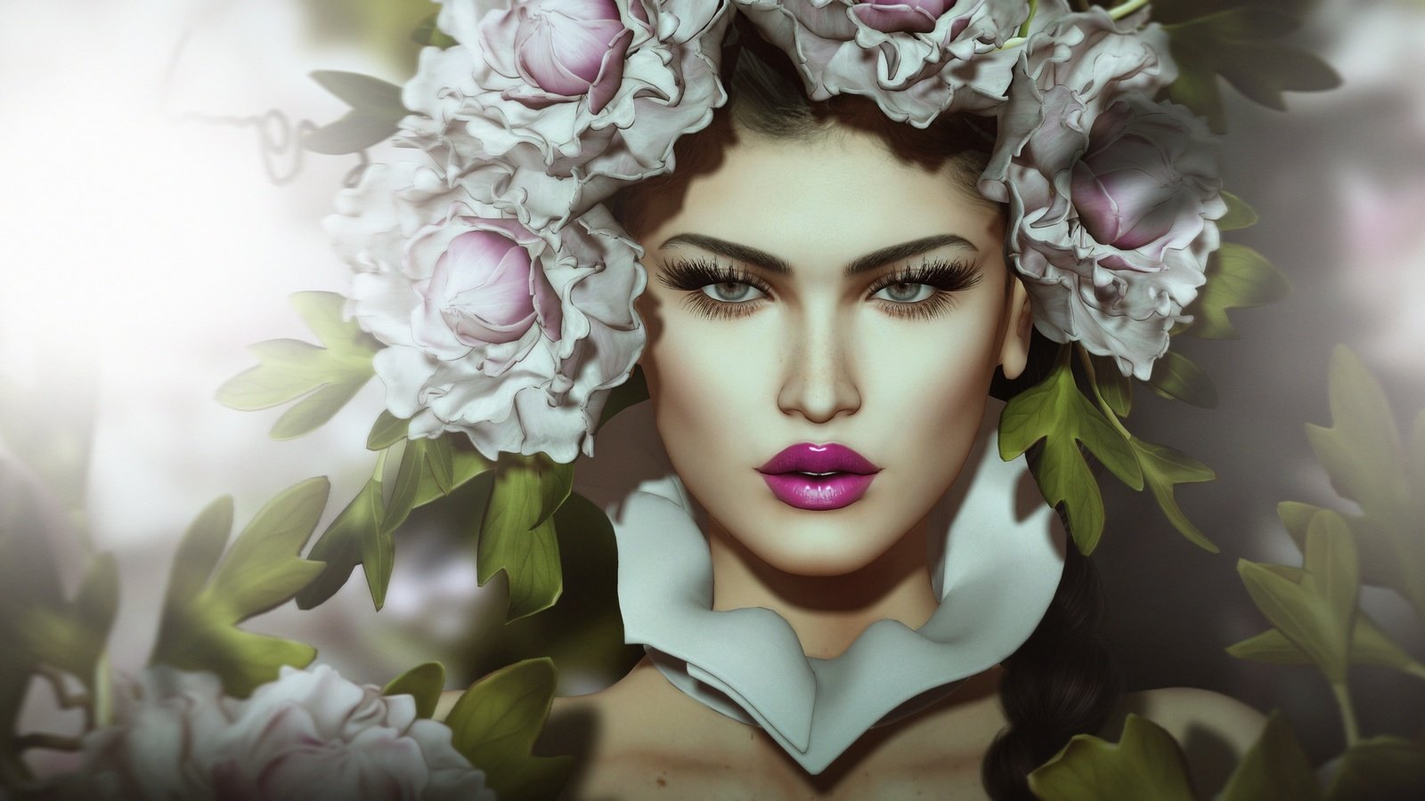 Обои цветы, девушка, портрет, взгляд, губы, лицо, венок, flowers, girl, portrait, look, lips, face, wreath разрешение 2048x1126 Загрузить