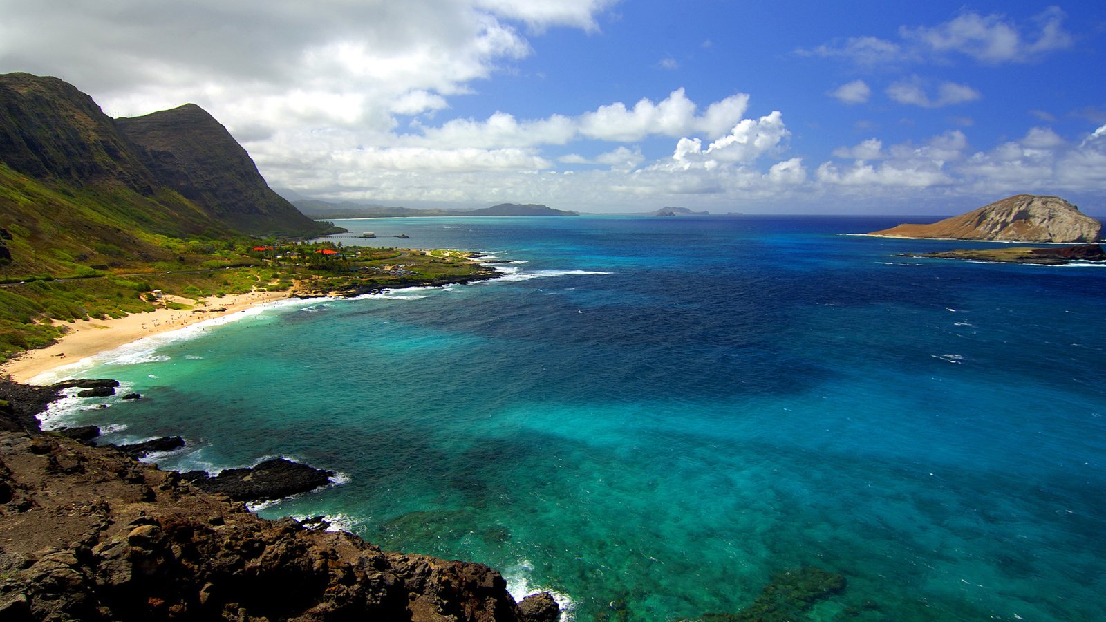 Обои гавайские острова, природа, берег, море, скала, горизонт, океан, сша, гавайи, the hawaiian islands, nature, shore, sea, rock, horizon, the ocean, usa, hawaii разрешение 1920x1080 Загрузить