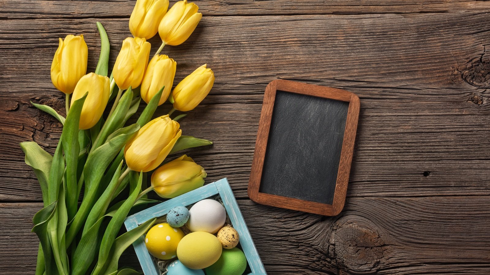 Обои букет, тюльпаны, пасха, яйца, желтые, bouquet, tulips, easter, eggs, yellow разрешение 5760x3840 Загрузить