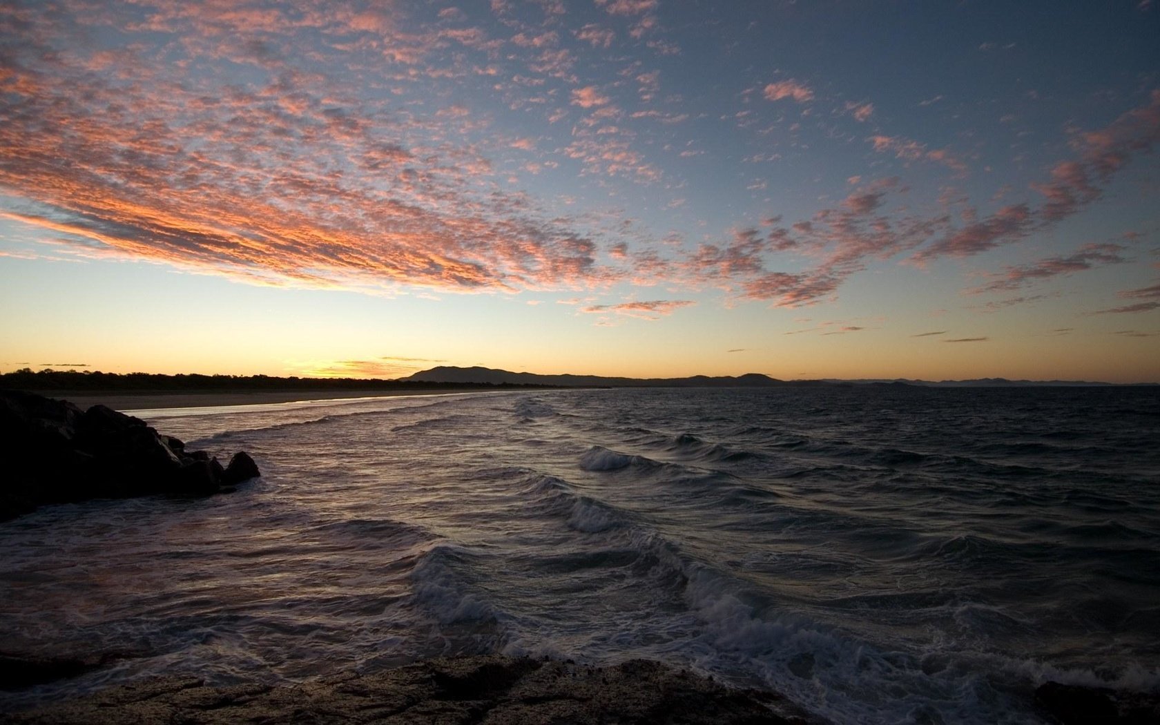 Обои вечер, природа, камни, волны, закат, пейзаж, море, лето, the evening, nature, stones, wave, sunset, landscape, sea, summer разрешение 1920x1200 Загрузить