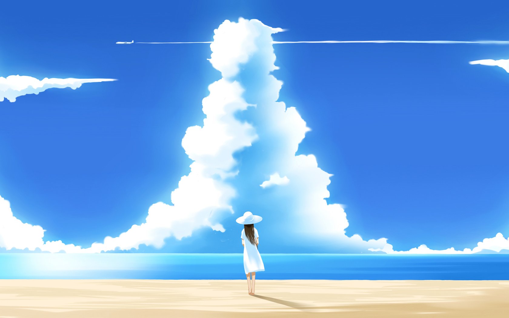 Обои небо, облака, пляж, лето, the sky, clouds, beach, summer разрешение 1920x1080 Загрузить