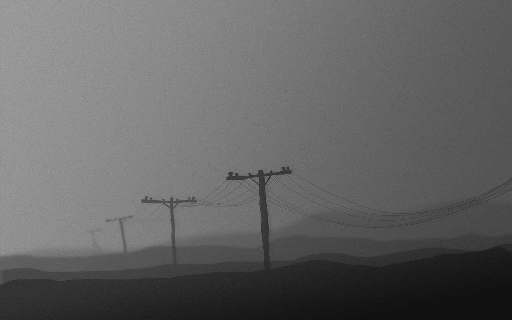 Обои провода, столбы, черно-белая, серый, wire, posts, black and white, grey разрешение 2560x1600 Загрузить