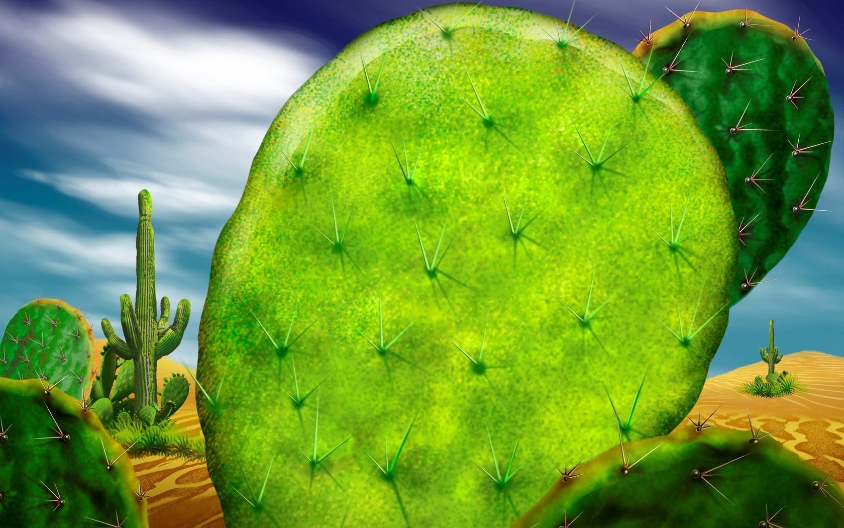 Обои зелёный, пустыня, кактус, green, desert, cactus разрешение 1920x1200 Загрузить