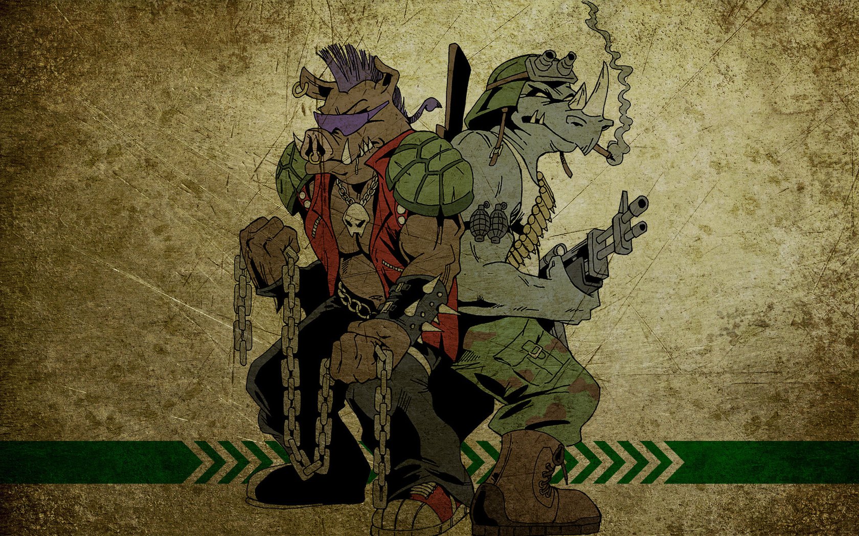 Обои черепашки-ниндзя, ninja turtles, бибоп, рокстеди, teenage mutant ninja turtles, bebop, rocksteady разрешение 2560x1600 Загрузить