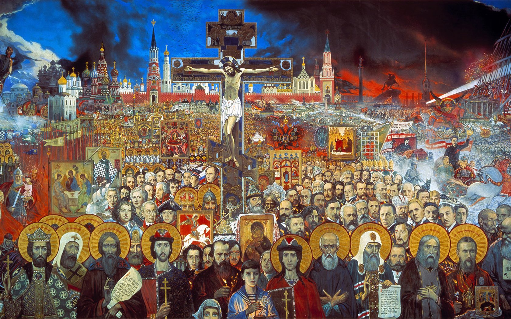 Обои илья глазунов, вечная россия, 1988г, ilya glazunov, eternal russia, 1988 разрешение 2100x1077 Загрузить