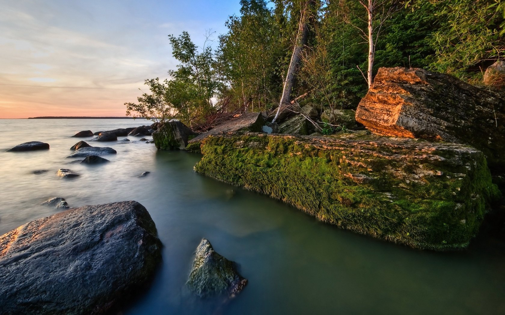 Обои деревья, озеро, выдержка, trees, lake, excerpt разрешение 2560x1600 Загрузить