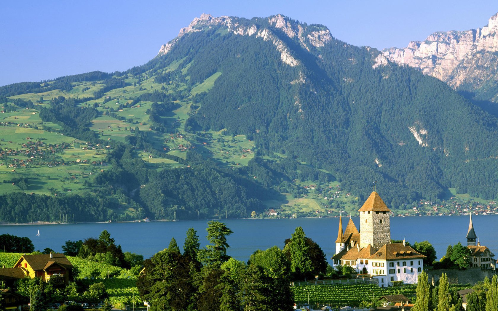 Обои озеро, замок, швейцария, шильонский замок, монтрё, lake, castle, switzerland, chillon castle, montreux разрешение 1920x1080 Загрузить