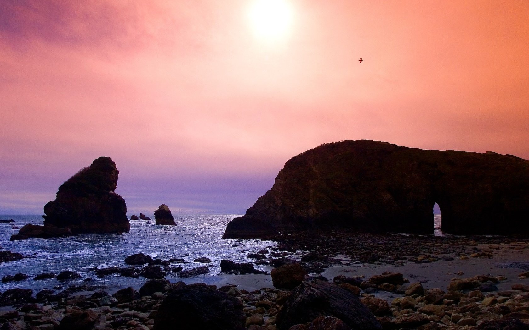 Обои скалы, камни, закат, побережье, rocks, stones, sunset, coast разрешение 1920x1080 Загрузить