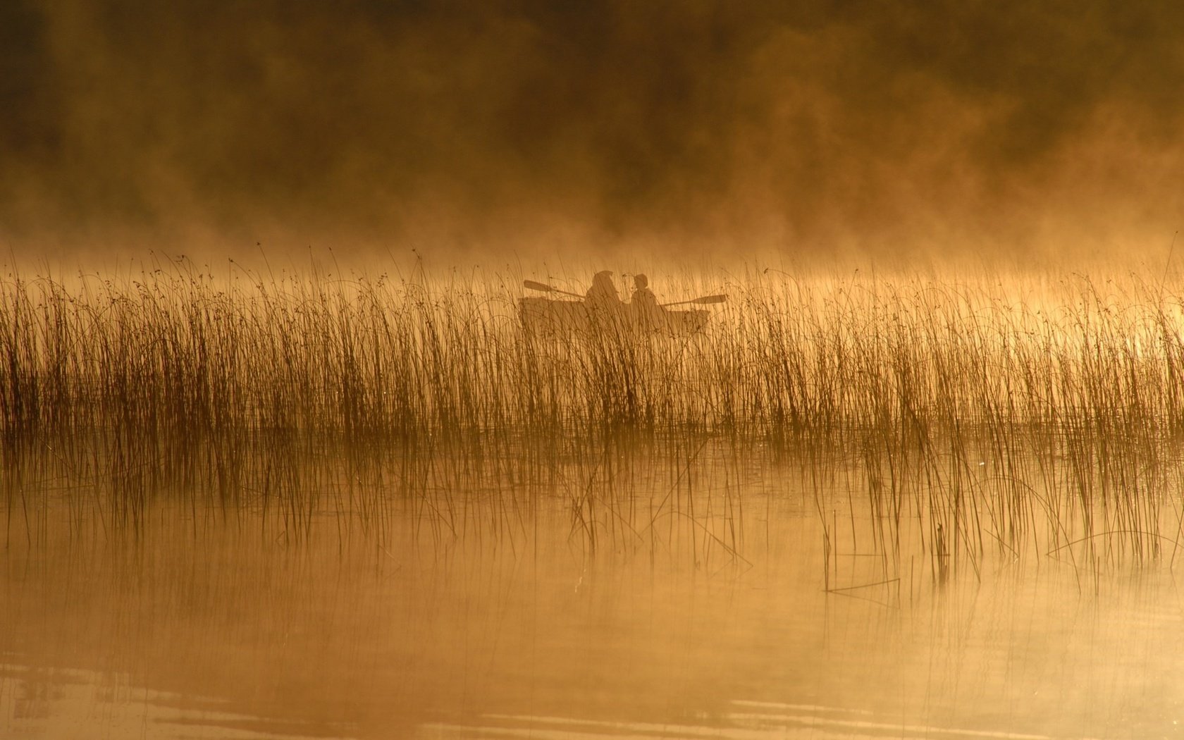 Обои река, людей, природа, рек, обои, пейзаж, туман, люди, лодка, lakes, камыш, reed, river, nature, rivers, wallpaper, landscape, fog, people, boat разрешение 1920x1200 Загрузить