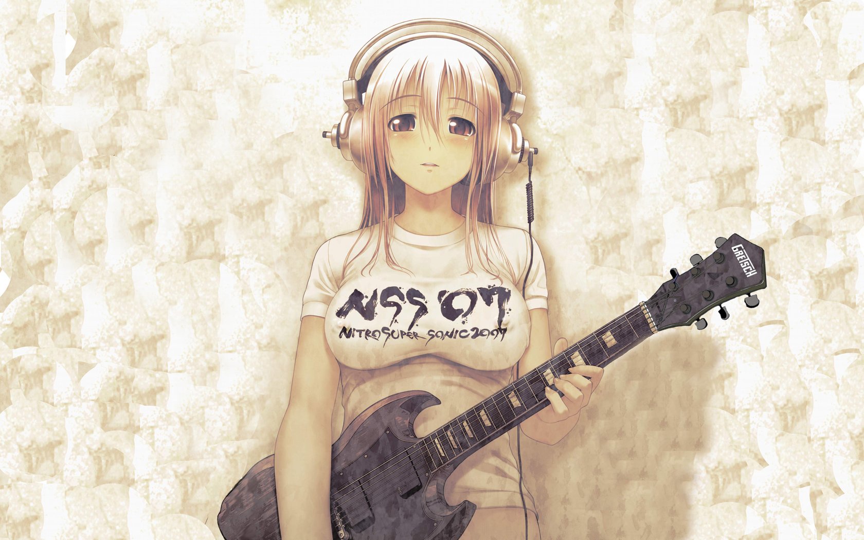 Обои девушка, гитара, наушники, грудь, girl, guitar, headphones, chest разрешение 2610x1631 Загрузить