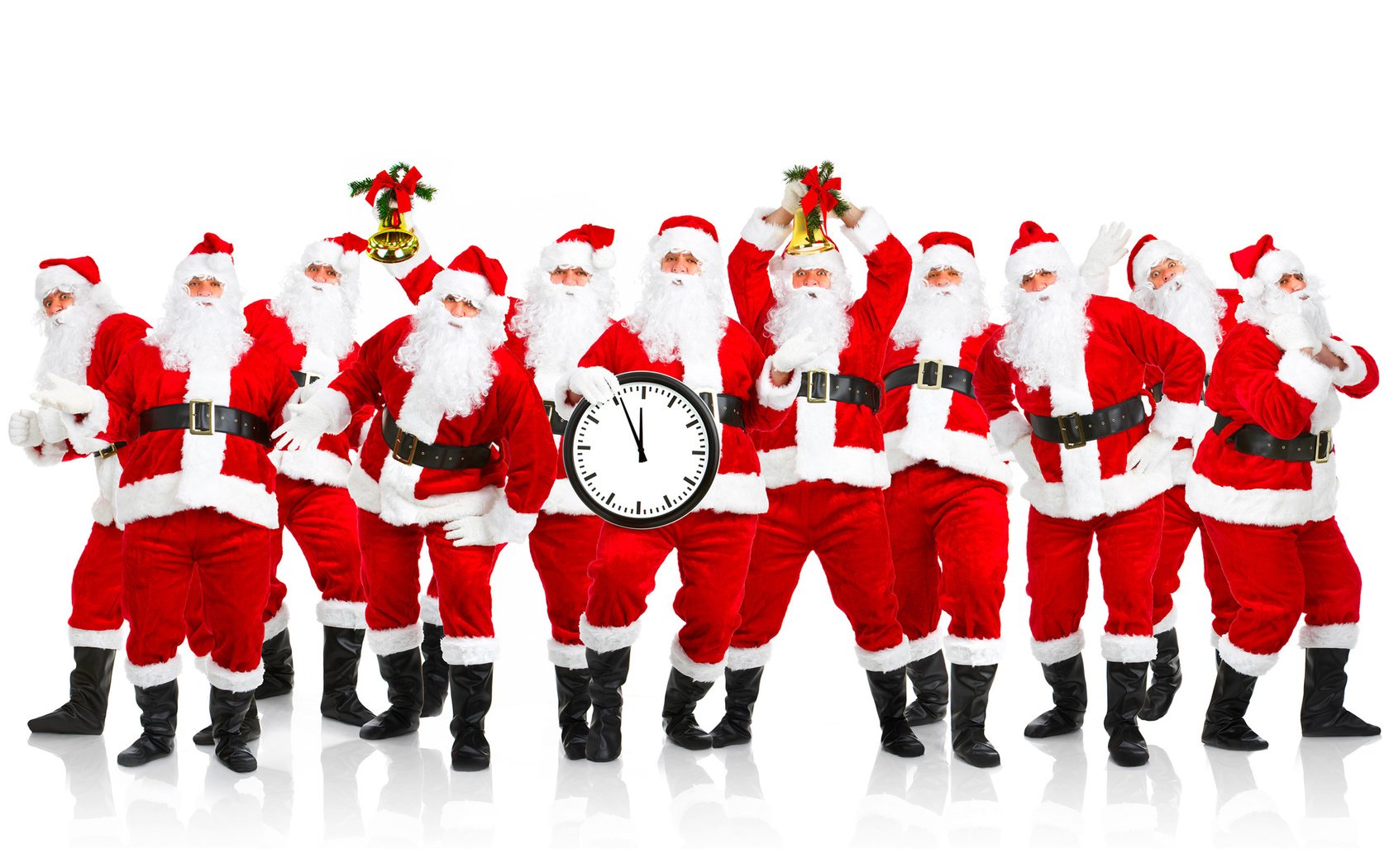 Обои новый год, белый фон, санты, new year, white background, santa разрешение 2560x1600 Загрузить