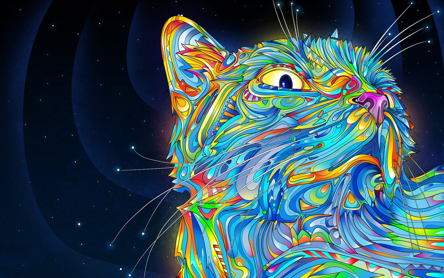 Обои цвета, кот, усы, завихрения, color, cat, mustache, swirls разрешение 2560x1600 Загрузить