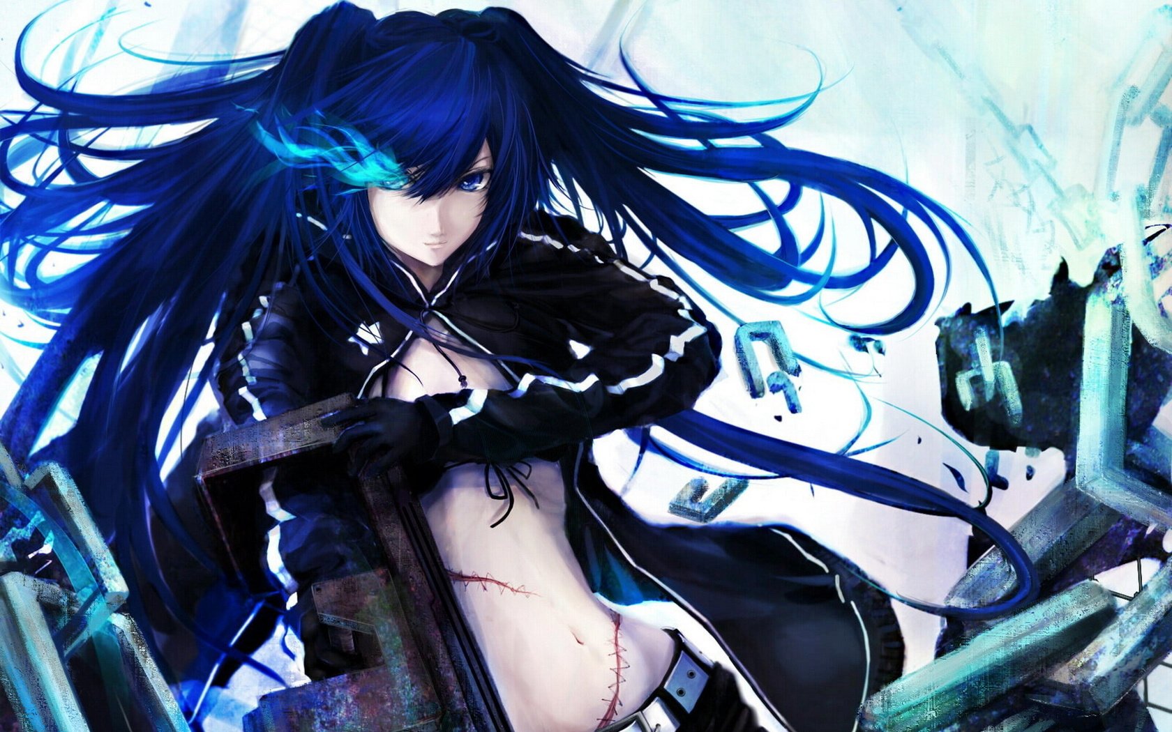 Скачать обои девушка, оружие, аниме, black rock shooter, girl разрешение  1680x1050 #17930